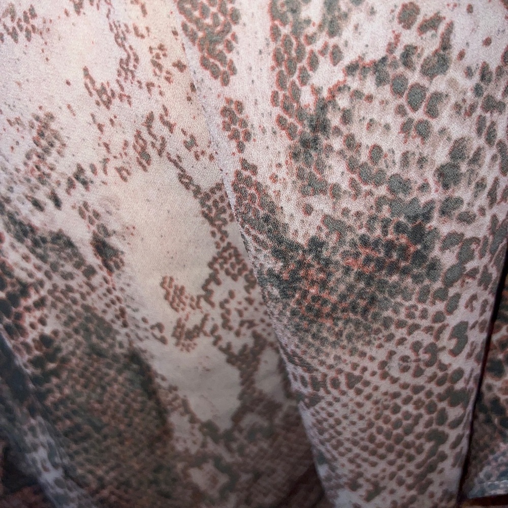 Olivaceous Snakeskin Python Print Blouse Ruffled … - image 8